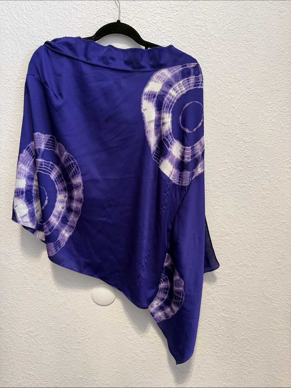 INC International Concepts Violet Tie-Dye Satin Wrap Top
